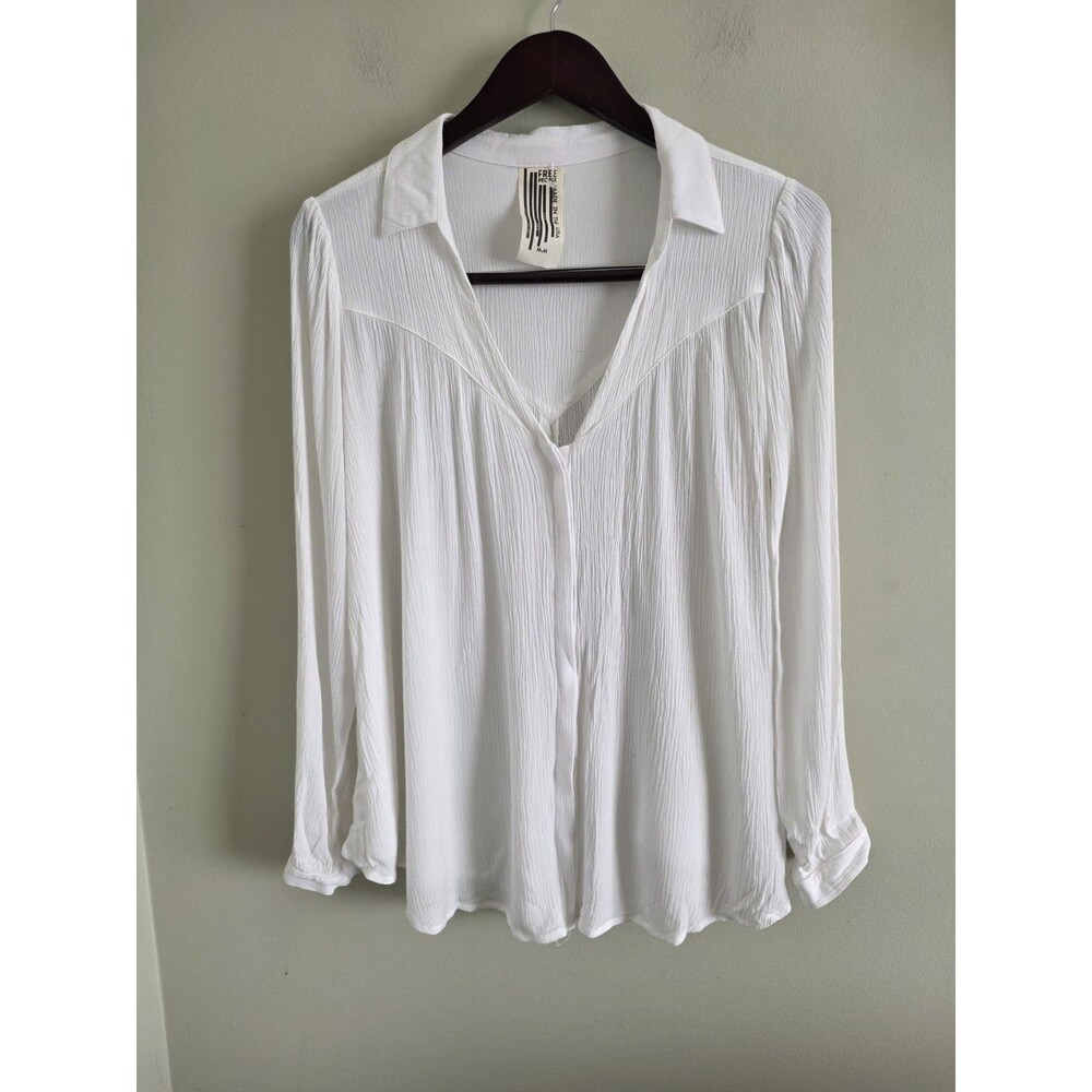 Free People Women's off white Texture cotton Boho Summer Beachy Milkmaid size M - Picture 1 of 6